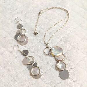 Vintage Nine West Silvertone and Faux Mother Of Pearl Jewelry Set